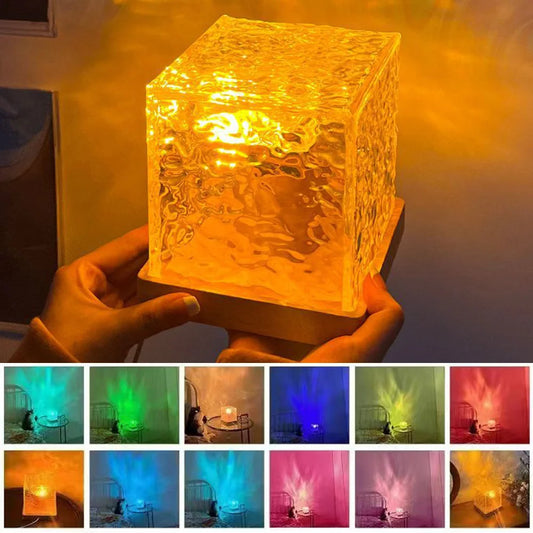 Sunset Water Ripple Night Light: Crystal Lamp Home Decoration with Remote Control